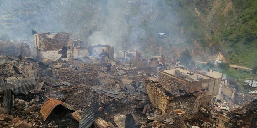 Artvin'de bir mahalle tamamen yandı!