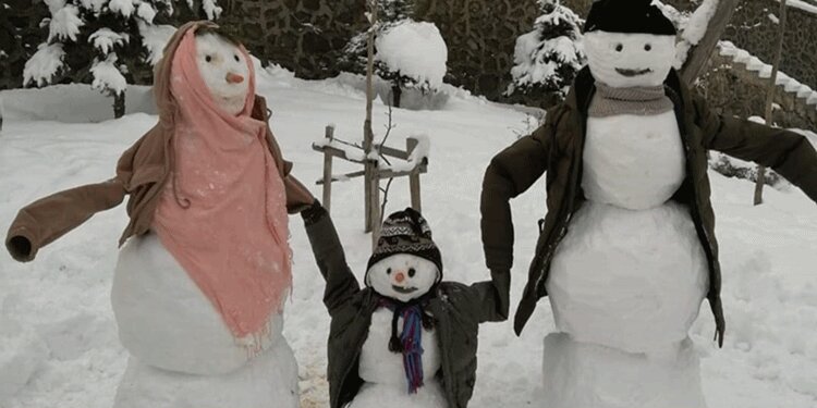 Trabzon'da kimsesiz çocuklar kardan aile yaptı!