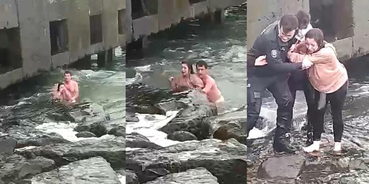 Trabzon'da denize düşen genç kızı bekçi kurtardı!