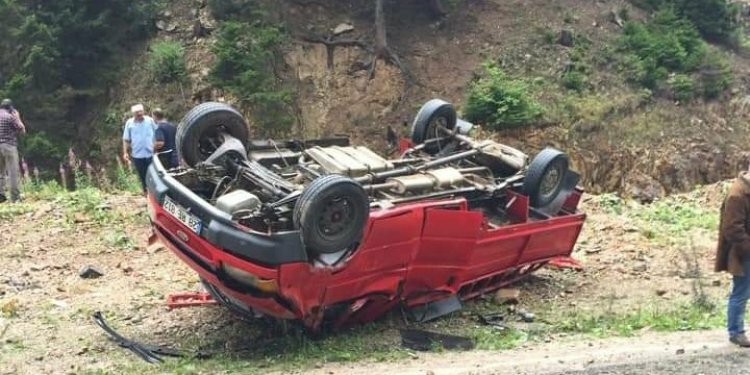Trabzon'da kaza! Kontrolden çıkıp takla attı
